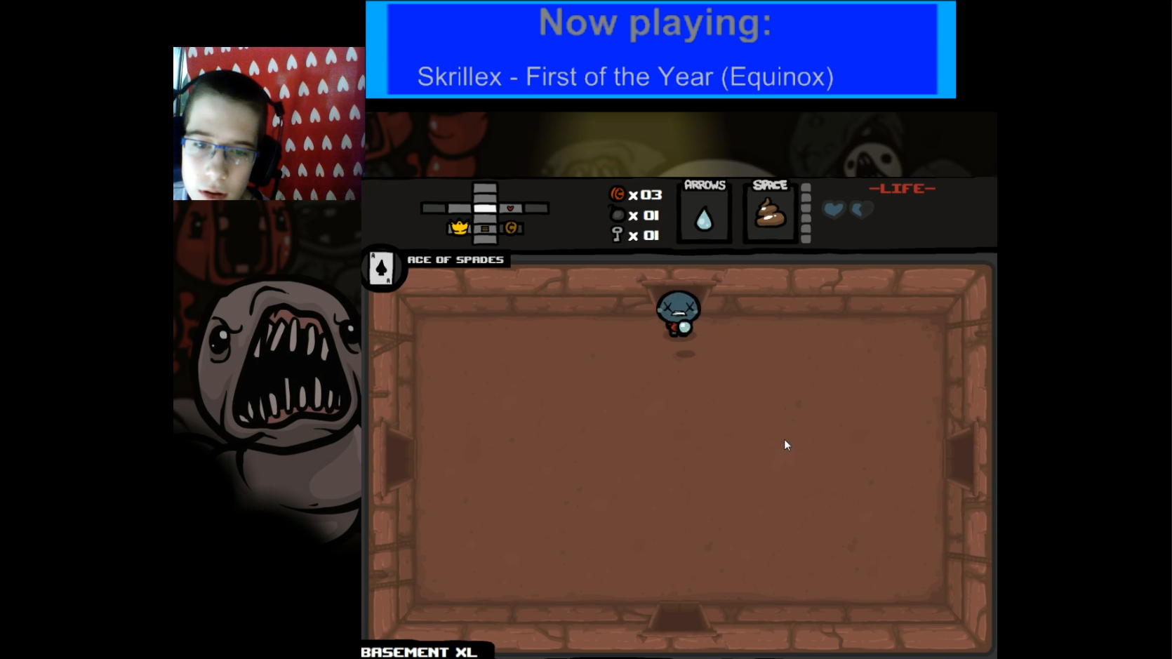 A screenshot of an old Twitch broadcast, featuring The Binding of Issac with Chris in the top left as a 14 year old